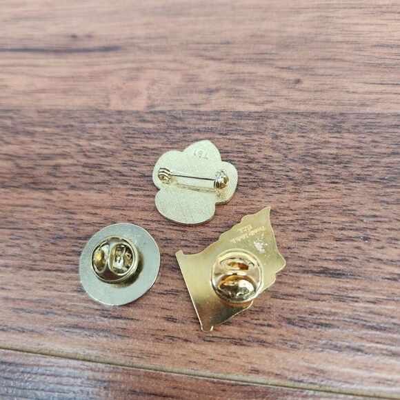 Girl Scout Pin Badges Girl Scouts World Trefoil Pin Blue Gold American Flag Gree - Picture 3 of 3